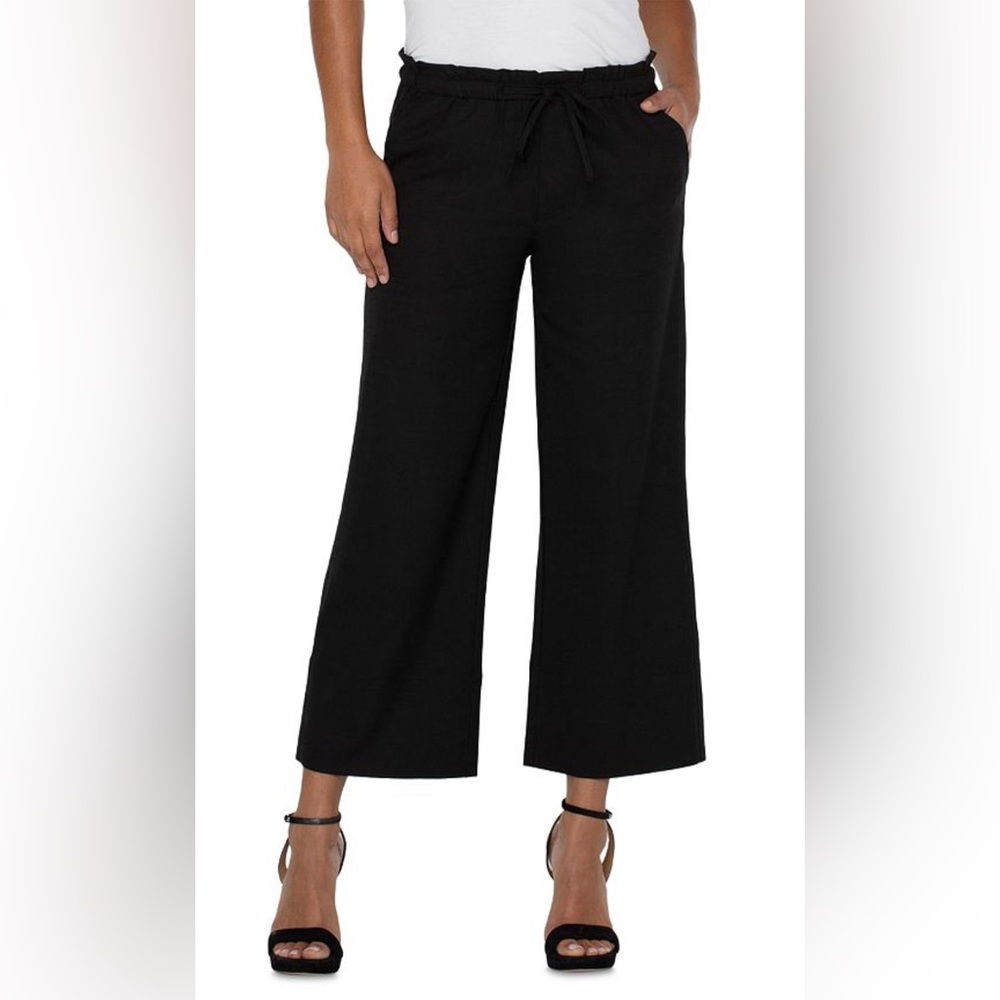 Liverpool Los Angeles Black Wide Leg Tie Pants NWOT